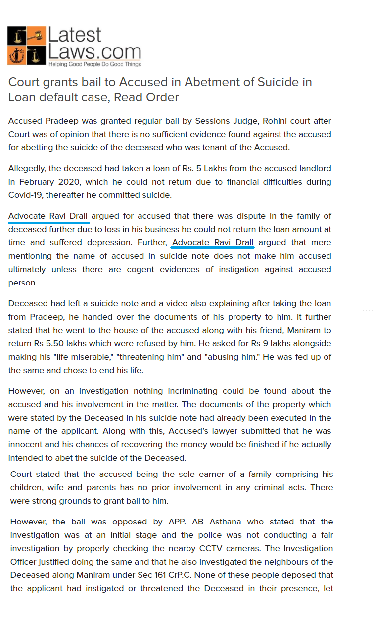 Suicide Case Study - Ravi Drall & Associates